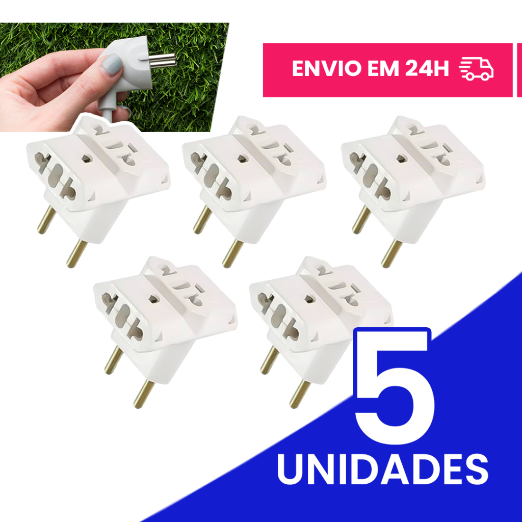 Adaptador de Tomada C/5 Benjamin T 10A/20A Pino Maciço Adaptador Resistente