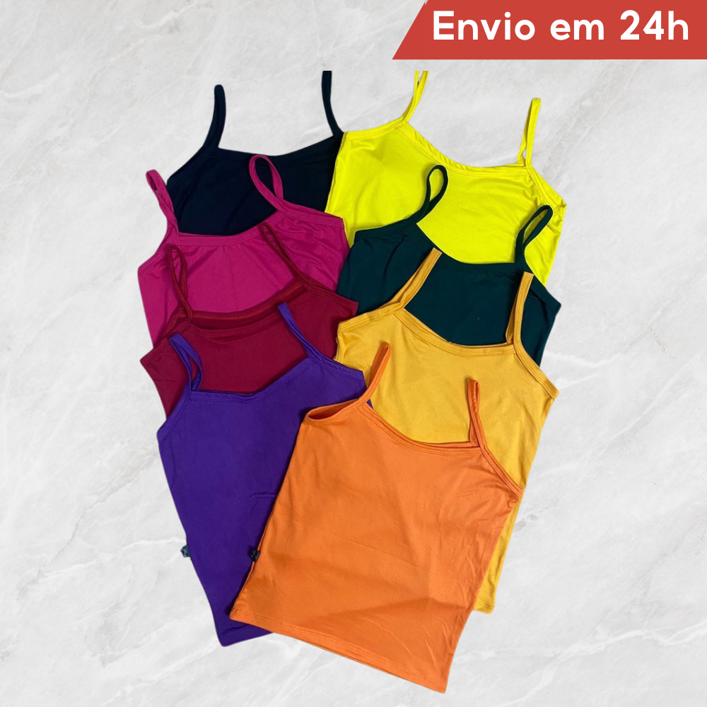 Kit 10 Blusa Regata Alcinha Em Malha Suede Blusas Regatinhas Lisas Básicas