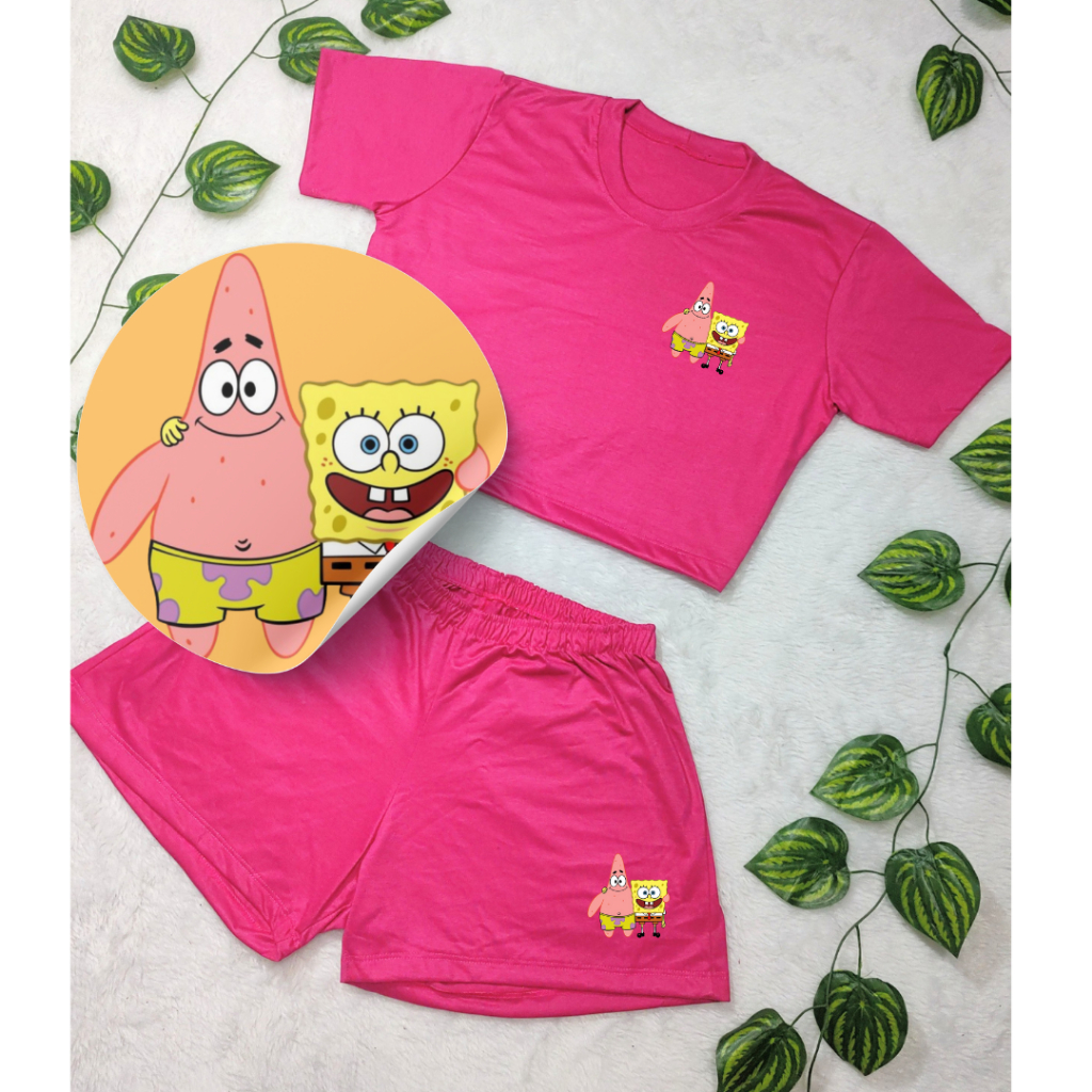 Conjunto Feminino BOB Blusa Cropped + Short Estampada  Roupa Feminina Kit academia