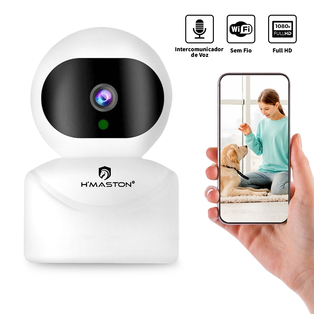 Câmera Segurança 360° Sem Fio Wi-Fi 1080P Full HD Intercomunicador de Voz H‘Maston CM-02