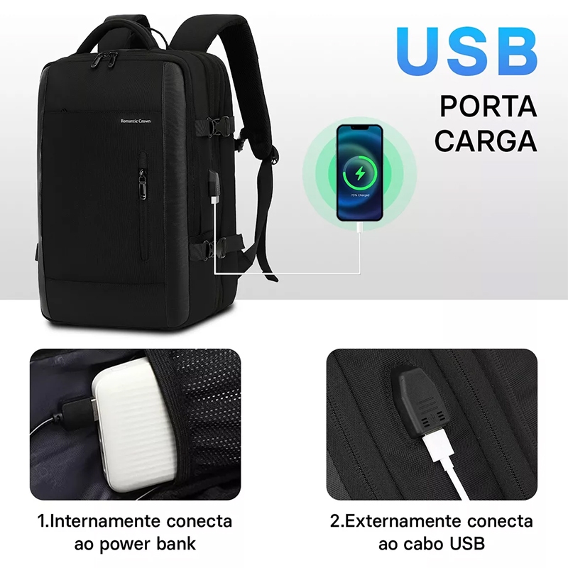 Mochla de Viagem Masculino e Feminina Impermeável e Reforçada com Compartimento para Notebook — foto 9