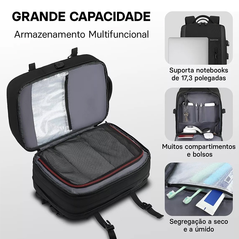 Mochla de Viagem Masculino e Feminina Impermeável e Reforçada com Compartimento para Notebook — foto 4
