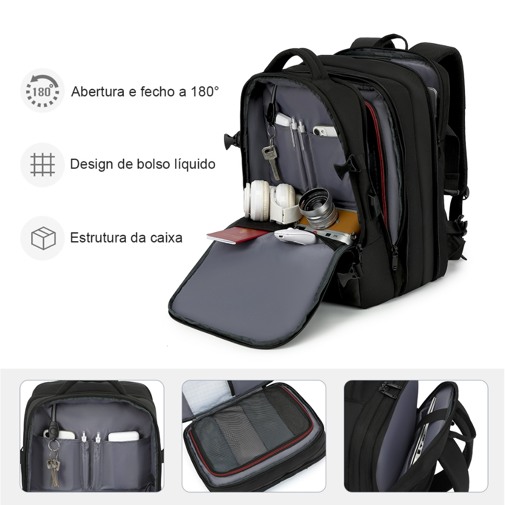 Mochla de Viagem Masculino e Feminina Impermeável e Reforçada com Compartimento para Notebook — foto 7