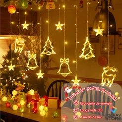 Luzes De Natal Festão Fita 138 LED Com 8 Funções 5 Metros 110V 220V Pisca E Cascata Cortina Decoração Corda