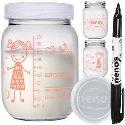 5 Potes Vidro Armazenar Leite Materno, Papinha (267.MENINA)