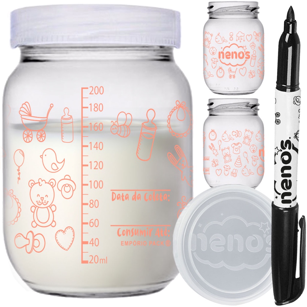 3 Potes Vidro Armazenar Leite Materno, Papinha (267.BABY-R) em Oferta na Shopee