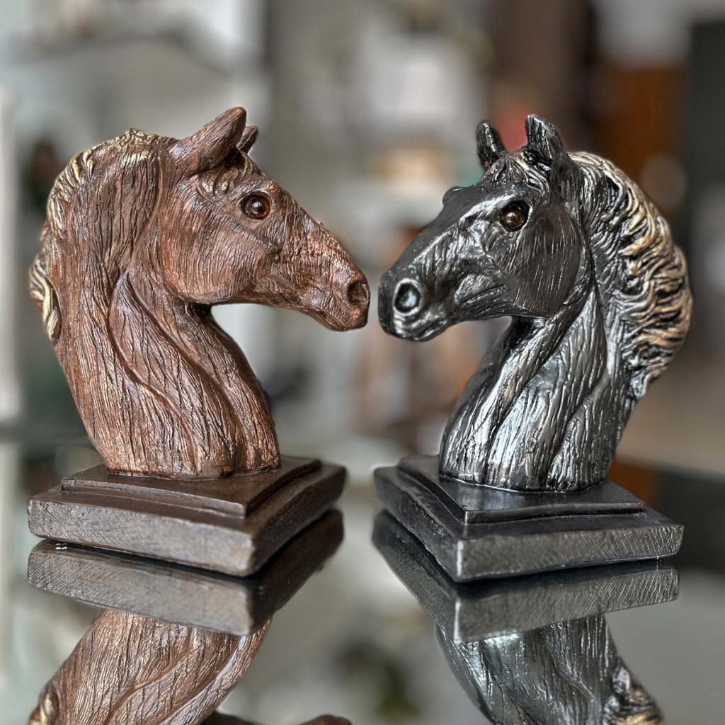 Cabeça Busto De Cavalo Estátua Decoração Haras Fazenda 20cm