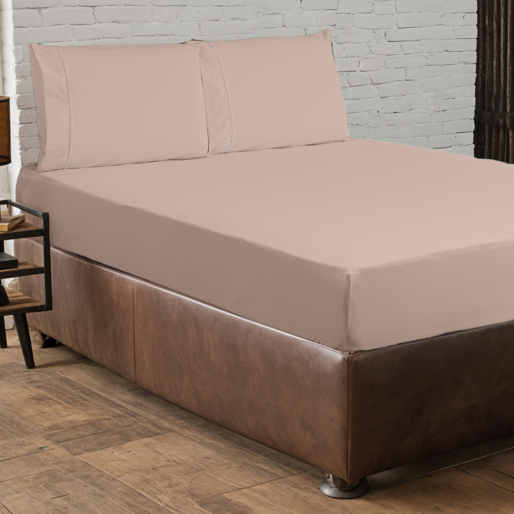 Jogo de Lençol Queen Caqui 400 Fios Micropercal 3 Peças Conforto e Elegância