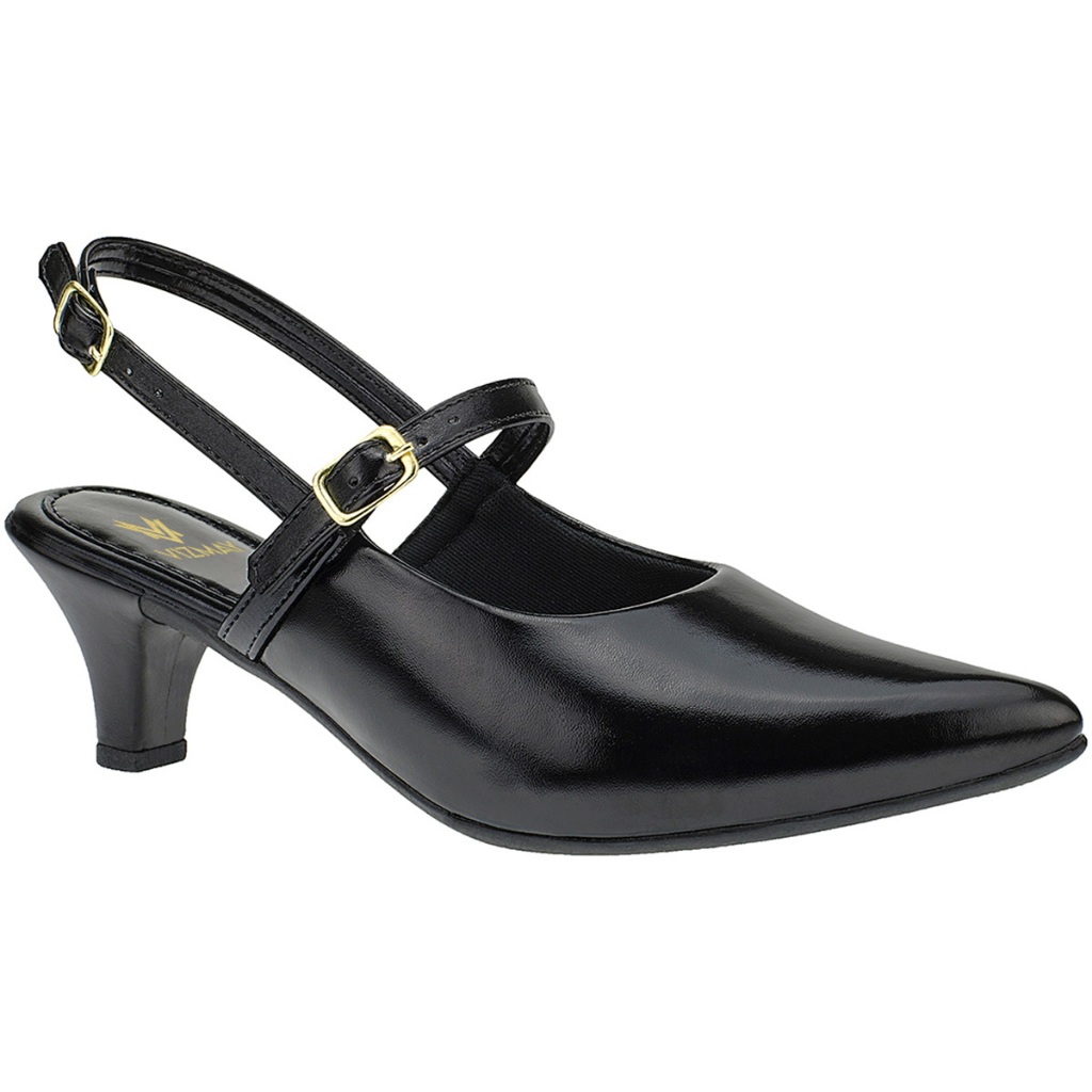 Sapato Feminino Bico Fino Saltinho Baixo Fivela Scarpin Moderno 205-01