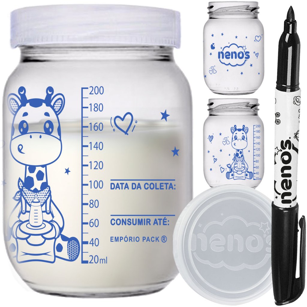 3 Potes de Vidro Armazenar Leite Materno, Graduação 200ml