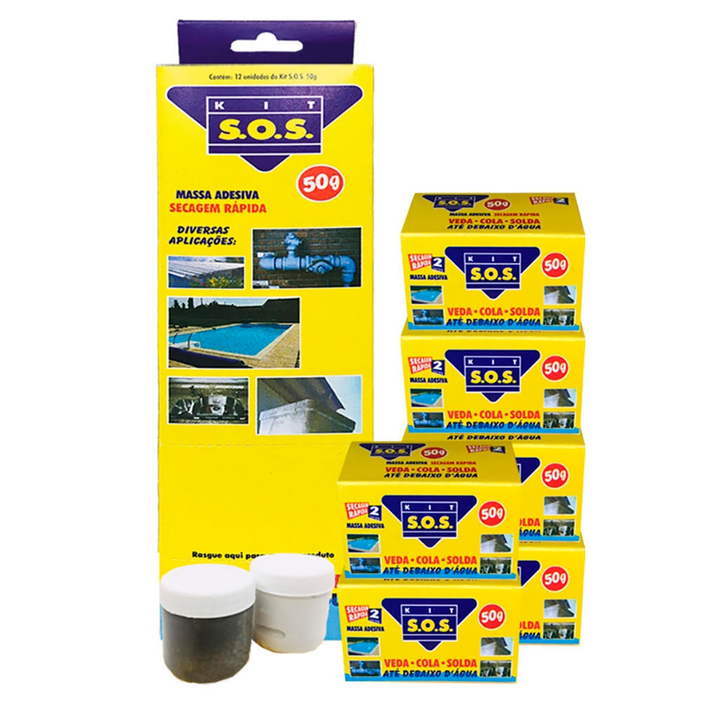 Kit Com 12 Massa de Reparo Secagem Rápida S.O.S em Oferta na Shopee