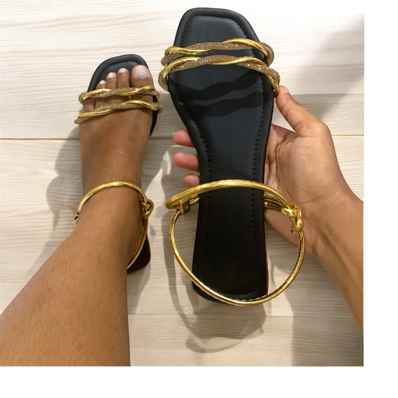 Rasteirinha Sandalia Feminino Confortavel Tiras Ajuste Tendencias Verão Lançamento