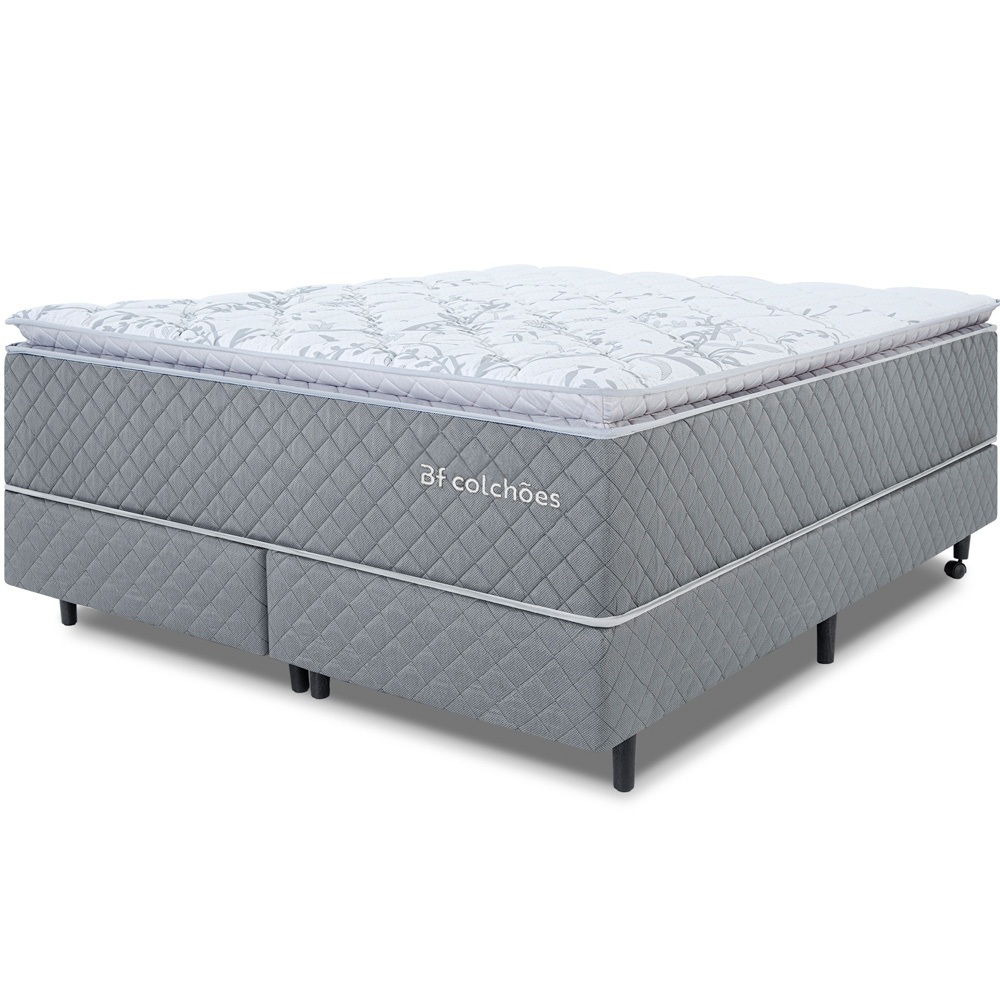 Cama Box Queen Colchão Molas Ensacadas com Pillow Top Extra Conforto158x198x72cm BF Colchões - Home & Living