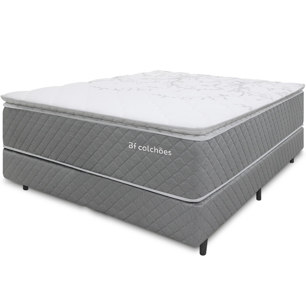 Cama Box Casal Colchão Molas Ensacadas com Pillow Top Extra Conforto 138x188x72cm BF Colchões - Home & Living
