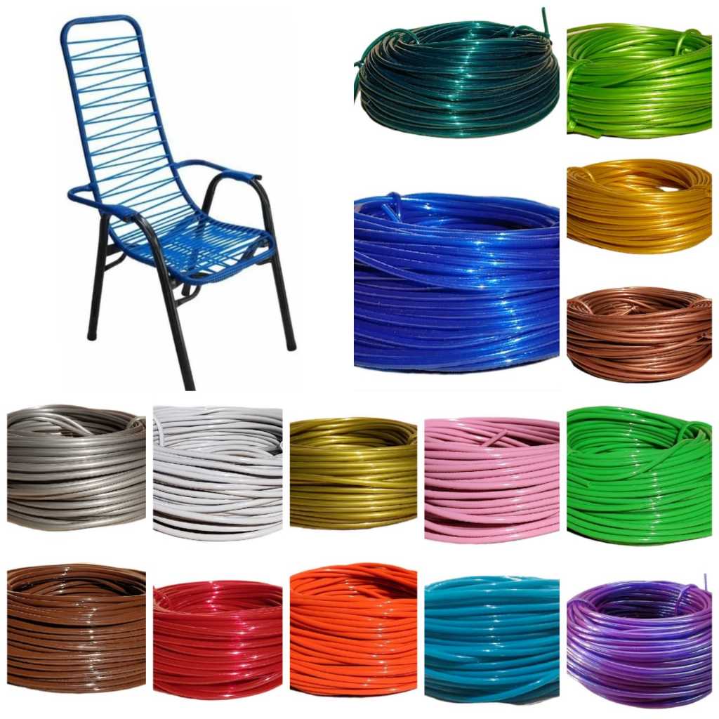 kit com 10 kg de fio cordinha espaguete pvc para enrolar cadeira e artesanato em geral