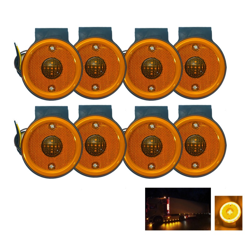 LED 8 Lanternas 2 funções Corujinha Led Ambar Redonda 12/24V para Caminhão Scania e Iveco (pisca + continua) em Oferta na Shopee