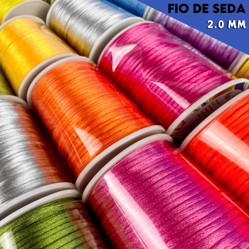 Fio De Seda Várias Cores - Cordão Rabo De Rato 2 Mm Rolo Com 50 Metros - Mazzal em Oferta na Shopee