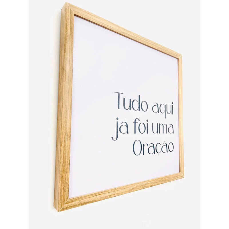 Quadro de Resina Para Caixa De Luz 50x50 Tudo aqui ja foi uma Oração FUNDO BEGE (M BEGE)