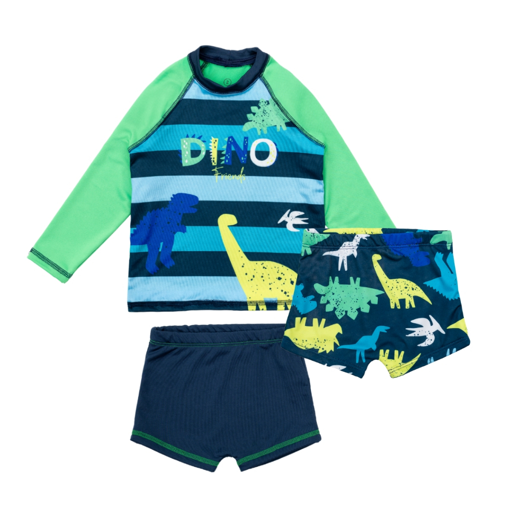 Conjunto Infantil Menino Kit Praia Blusa Proteção Solar Uv + 2 Sungas Boxer
