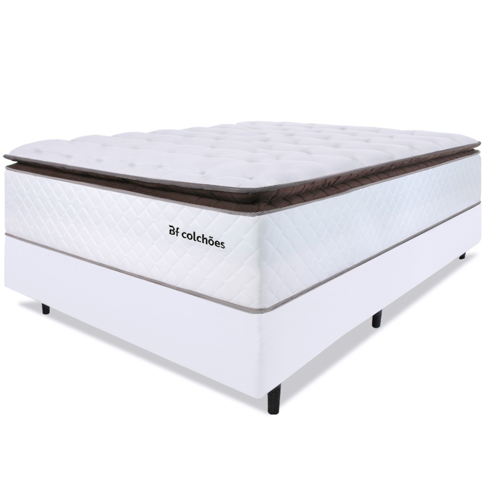 Cama Box Casal Colchão Molas Ensacadas com Pillow Top Extra Conforto Premium Sleep BF Colchões - Home & Living
