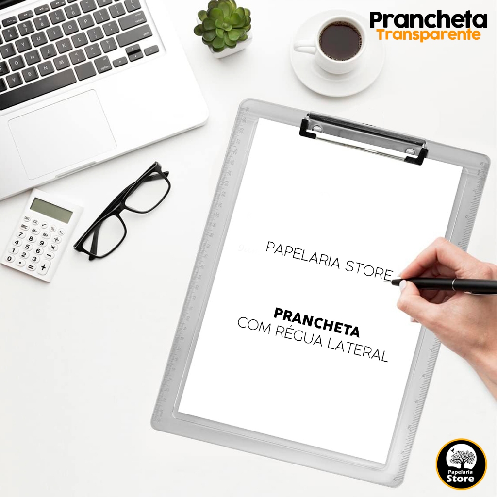 Prancheta Ofício Universal Com 2 Réguas Laterais Prendedor Metálico Wire Clip Cristal em Oferta na Shopee