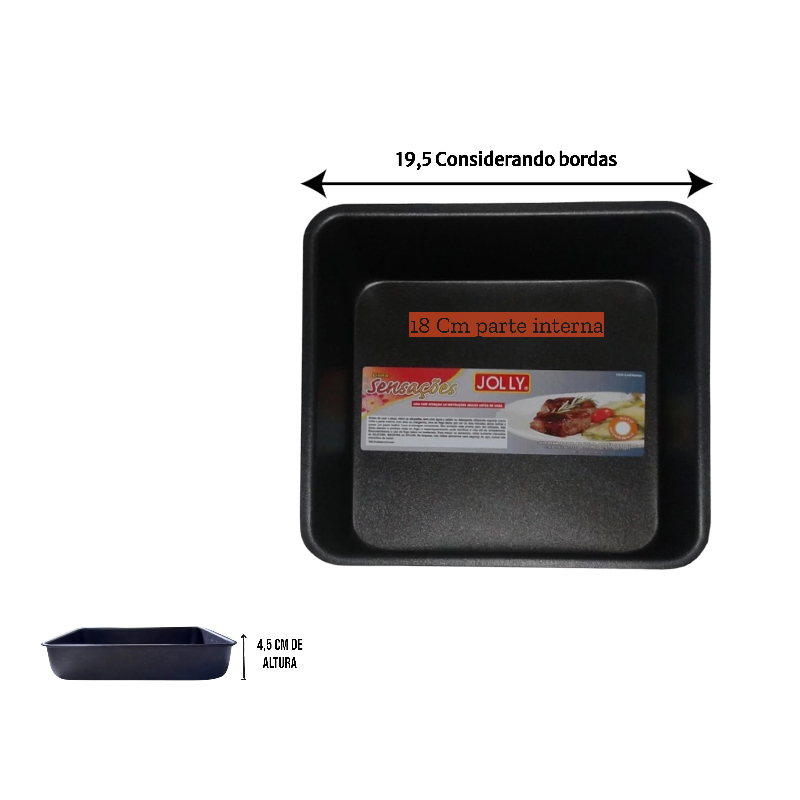 Assadeira Antiaderente Quadrada Pequena com Teflon  Alumínio (MÉDIA) em Oferta na Shopee