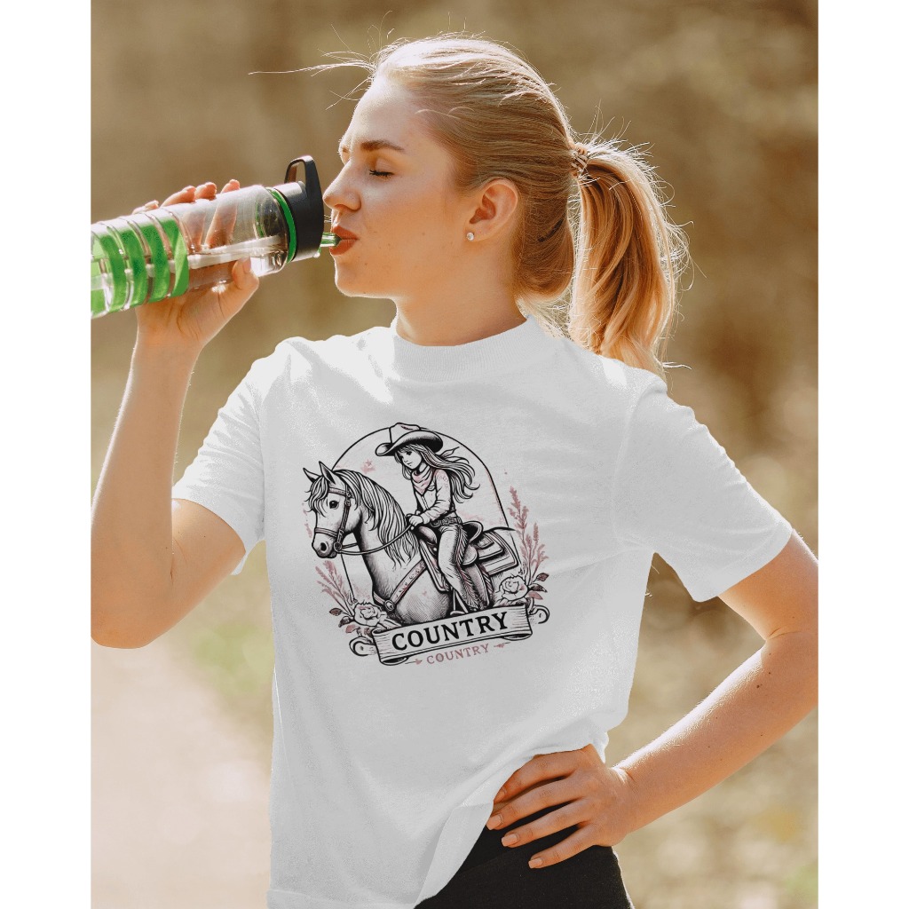 T-shirt Camiseta Country Feminina Blusa Camisa Baby Look 100% Algodão Lançamento Impacto Country