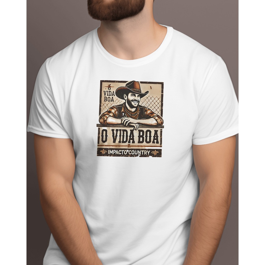 Camisa Camiseta Rodeo Masculina Country Peão Barretão Vida Boa Original Impacto Country