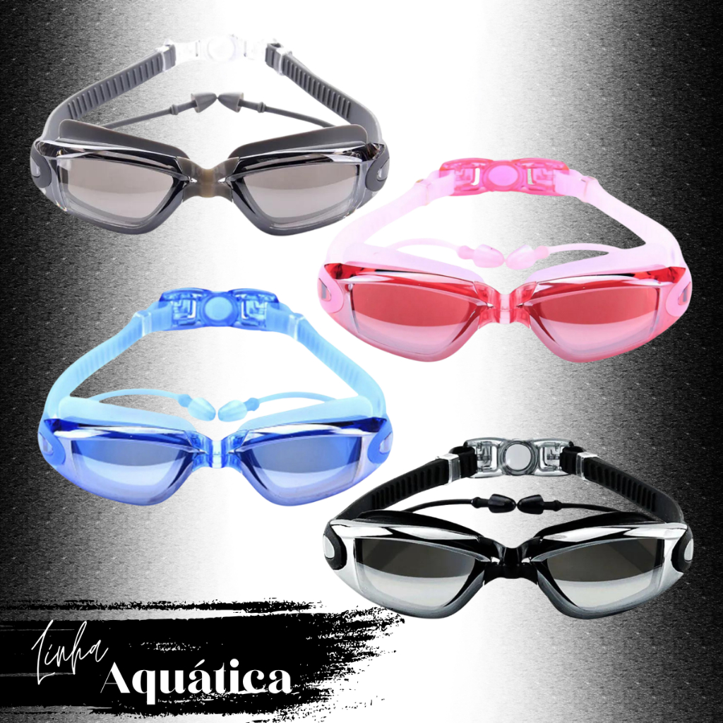 Óculos Natação Adulto Profissional Lentes Transparentes e Espelhado Feminino e Masculino Proteção UV