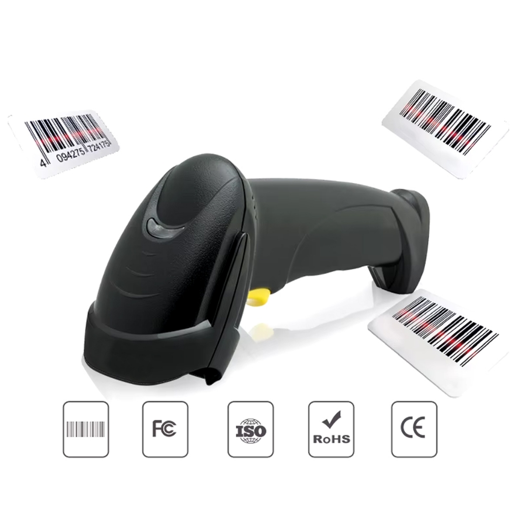 Leitor Scanner de Código de Barras Sem Fio 1D Com Sensor Automático Wireless USB 2.4Ghz - Computers & Accessories
