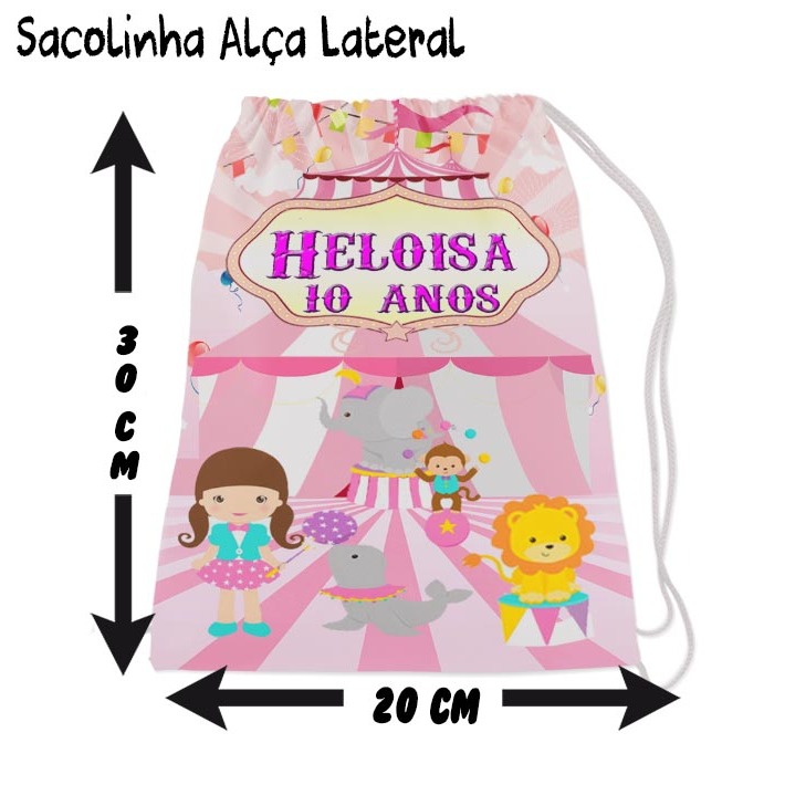 Kit Mochilinha Sacolinha Mochila Saco Sacochila Saquinho Lembrancinha Brinde Aniversario Personalizadas Circo