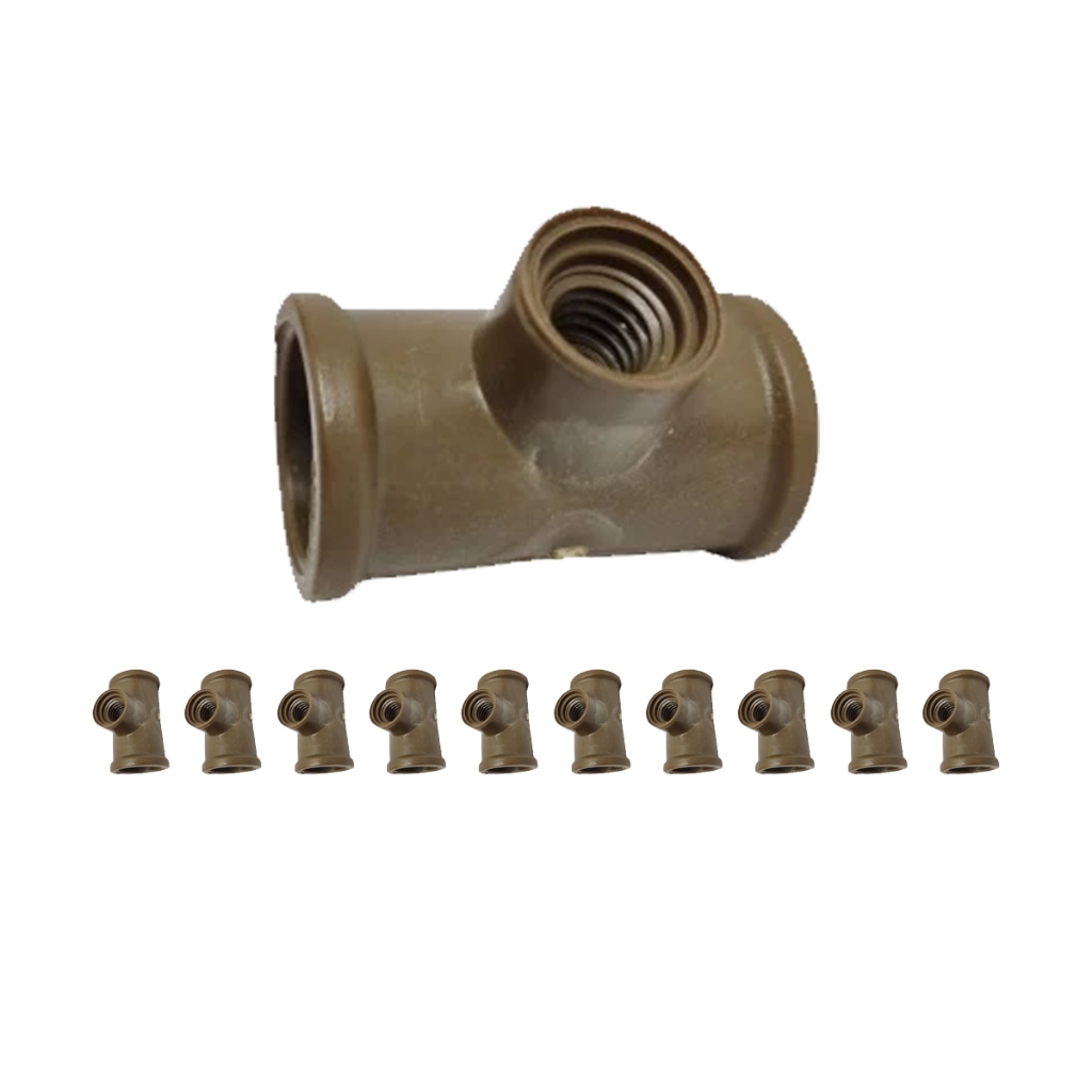 Te Redução PVC Marrom 20mm x 3/8 Rosca Fêmea Cônica 10 unidades Irrigação