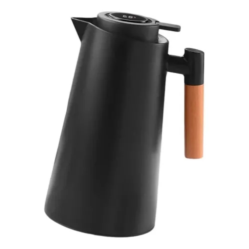 Garrafa Térmica Vacuum 12h Com Visor Digital E Cabo Madeira Cores aleatórias