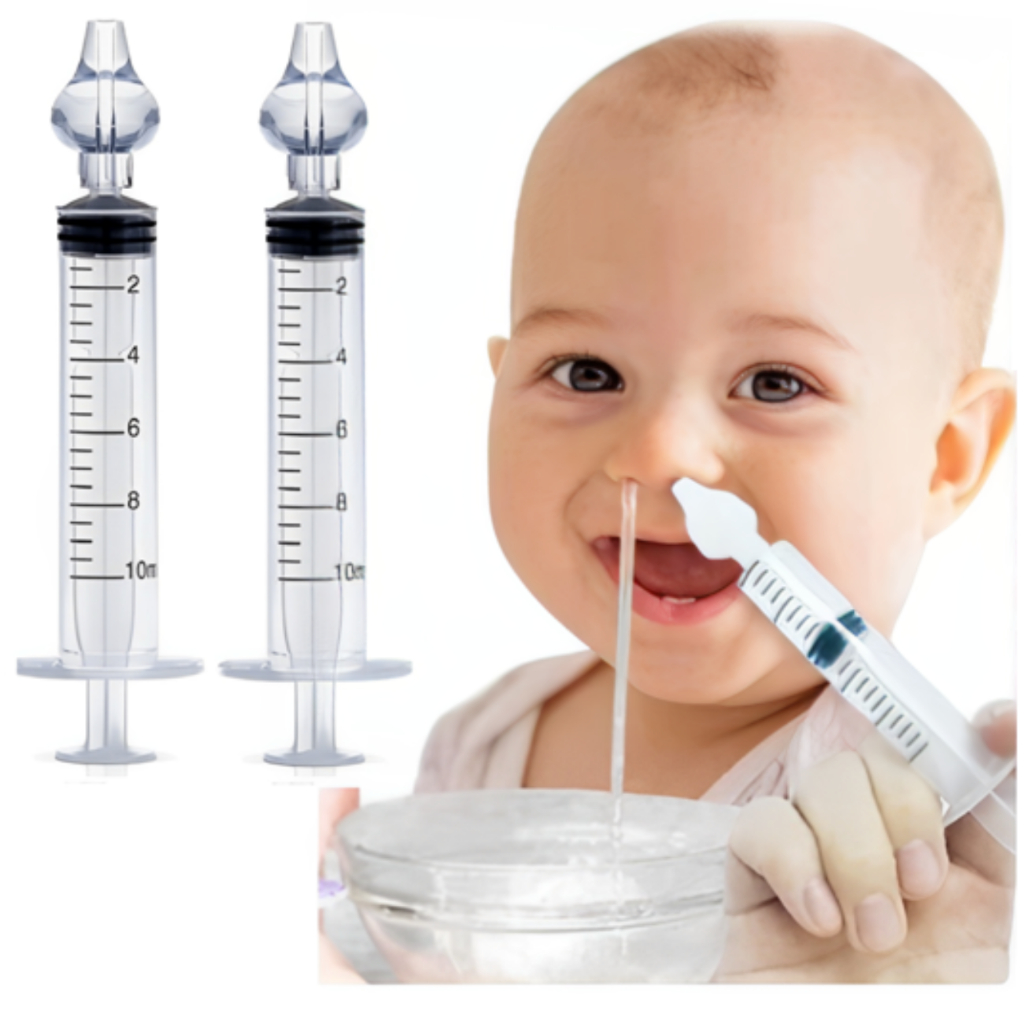 Kit 02 Seringas com Bico de Silicone para Limpeza e Lavagem Nasal Infantil e Adulto
