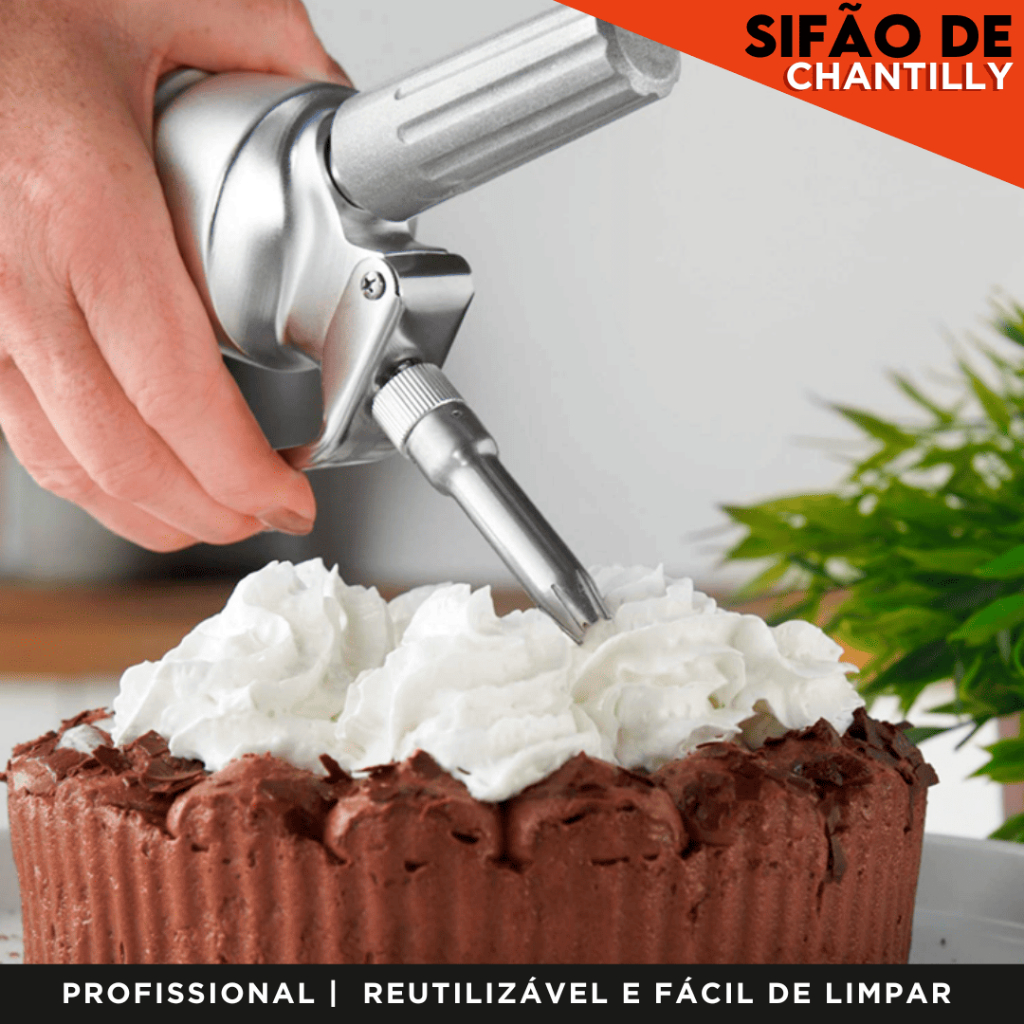 Garrafa De Chantilly Sifão Profissional De Aluminio -500ml - 3 Bicos - Nybc