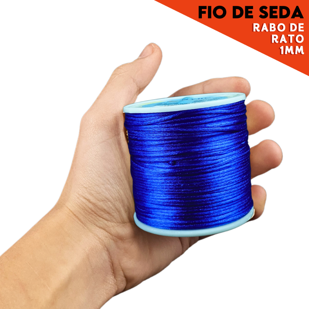 Fio De Seda Azul Marinho - Cordão Rabo De Rato - 1 Mm Rolo Com 100 Metros - Nybc