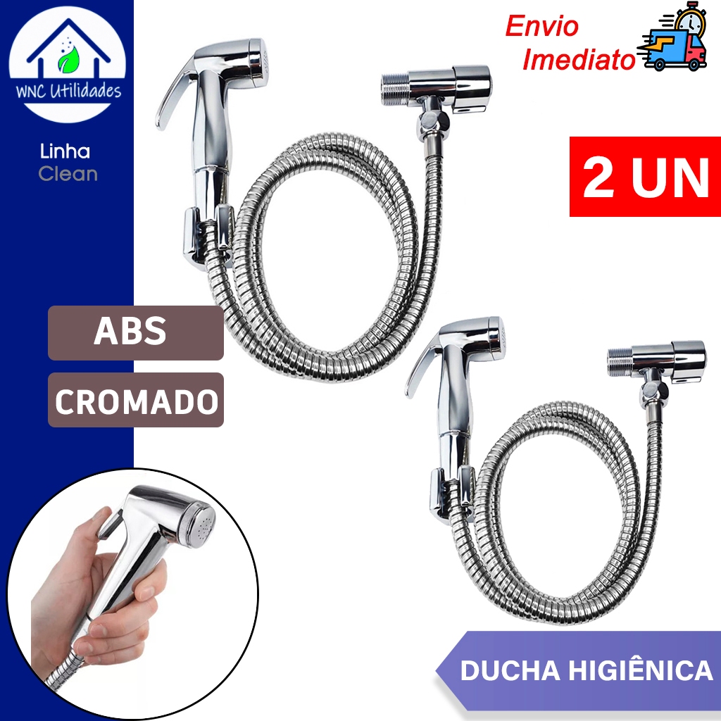 Kit 2 Ducha Higiênica banheiro Abs Metal aço Inox Cromada 100% Completa Luxo 1/4 de volta em Oferta na Shopee