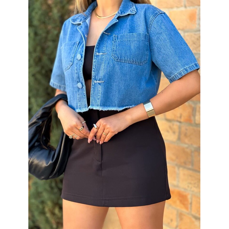 jaqueta feminina jeans Roupa mang curta jaqueta mang curta 050 em Oferta na Shopee