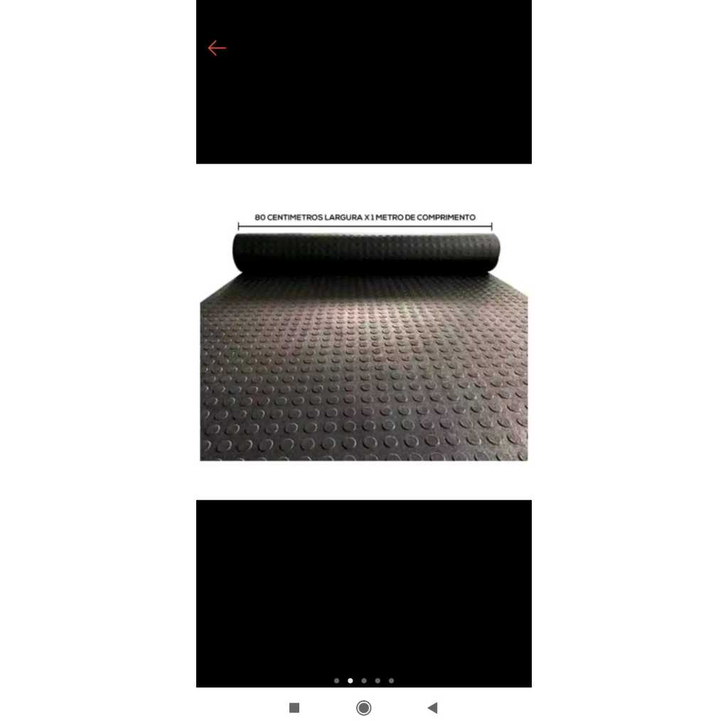 Piso Emborrachado Moeda Preto De 3mm - Rolo De 80cm Larg - por 5 metros de comprimento
