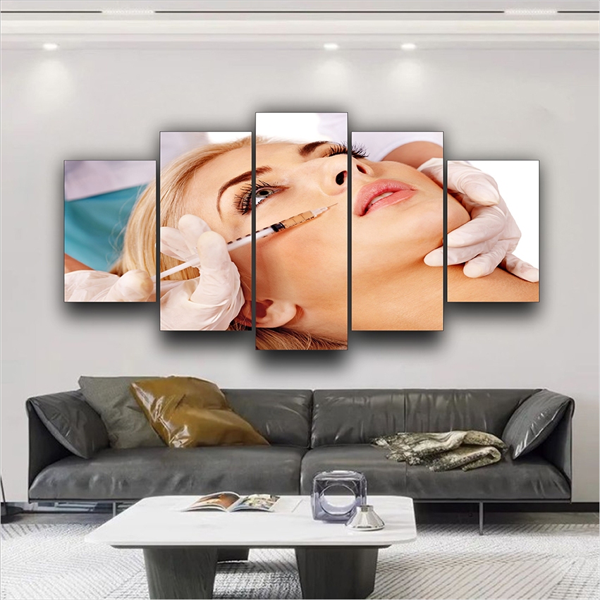 Quadro Decorativo Estética Preenchimento Botox Consultório 5 PEÇAS