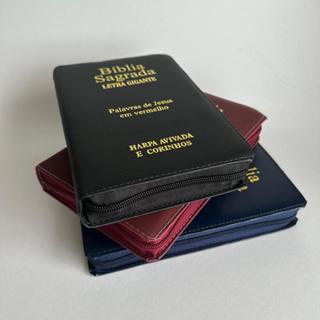 Bíblia Sagrada Letra Gigante com Zíper com PJV com Harpa Avivada e Corinhos em Oferta na Shopee