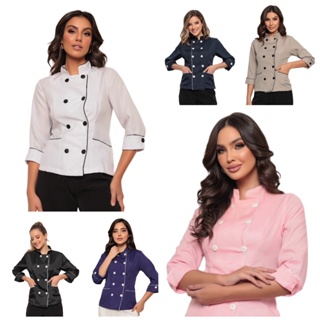 Dólmã Feminina Manga 3/4 Oxford Várias Cores Ivy ELIA em Oferta na Shopee