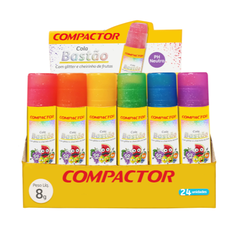 Cola Bastão com Glitter e Cheirinho kit com 6 cores Compactor em Oferta na Shopee