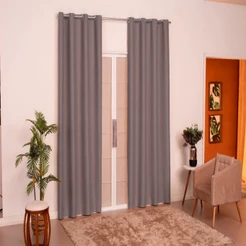 Cortina Quarto e Sala Antonella 2,00 x 1,80m Cinza com Ilhós