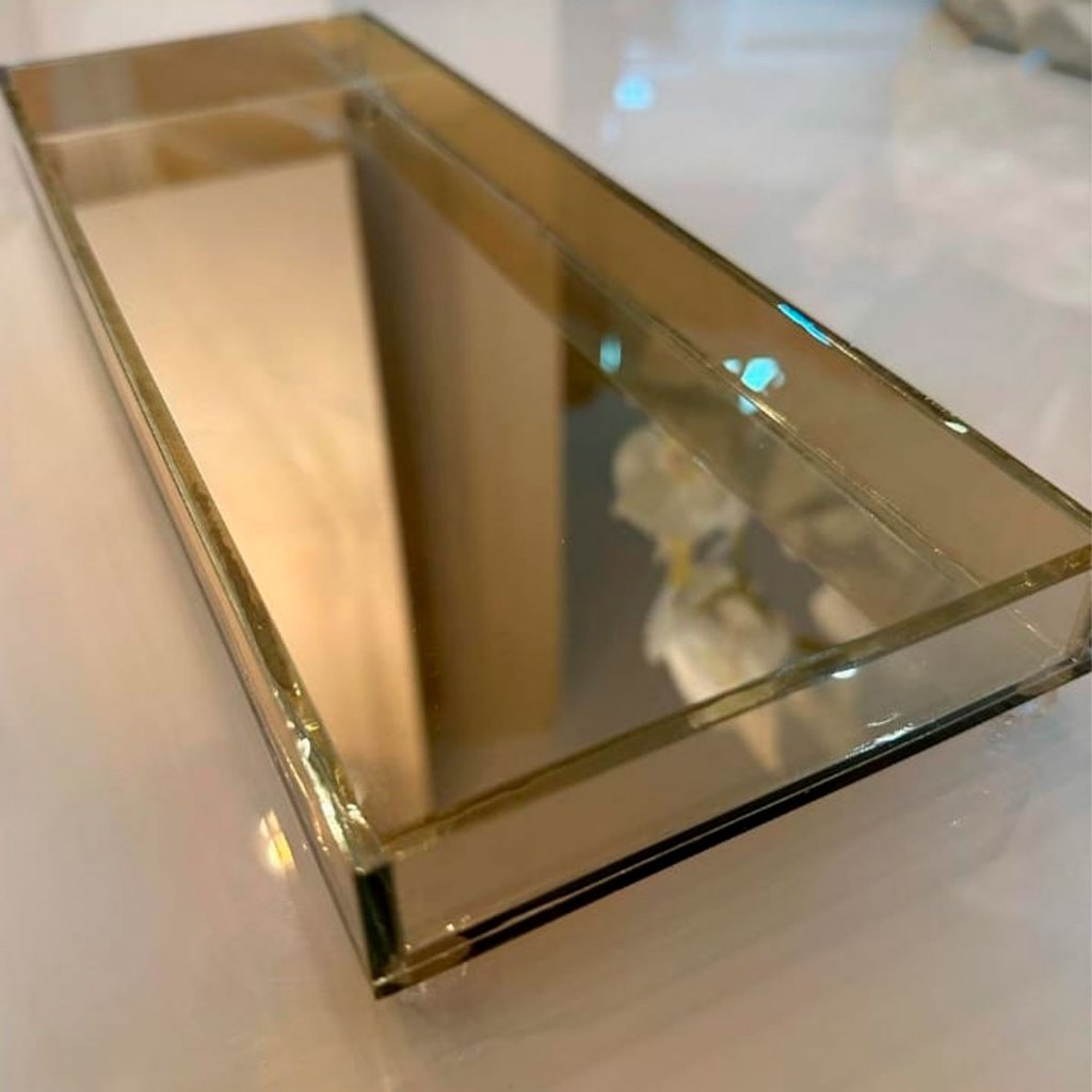Bandeja Decorativa Vidro Quadrada Espelhada Transparente Sala Retangular Multiuso 11x30cm em Oferta na Shopee