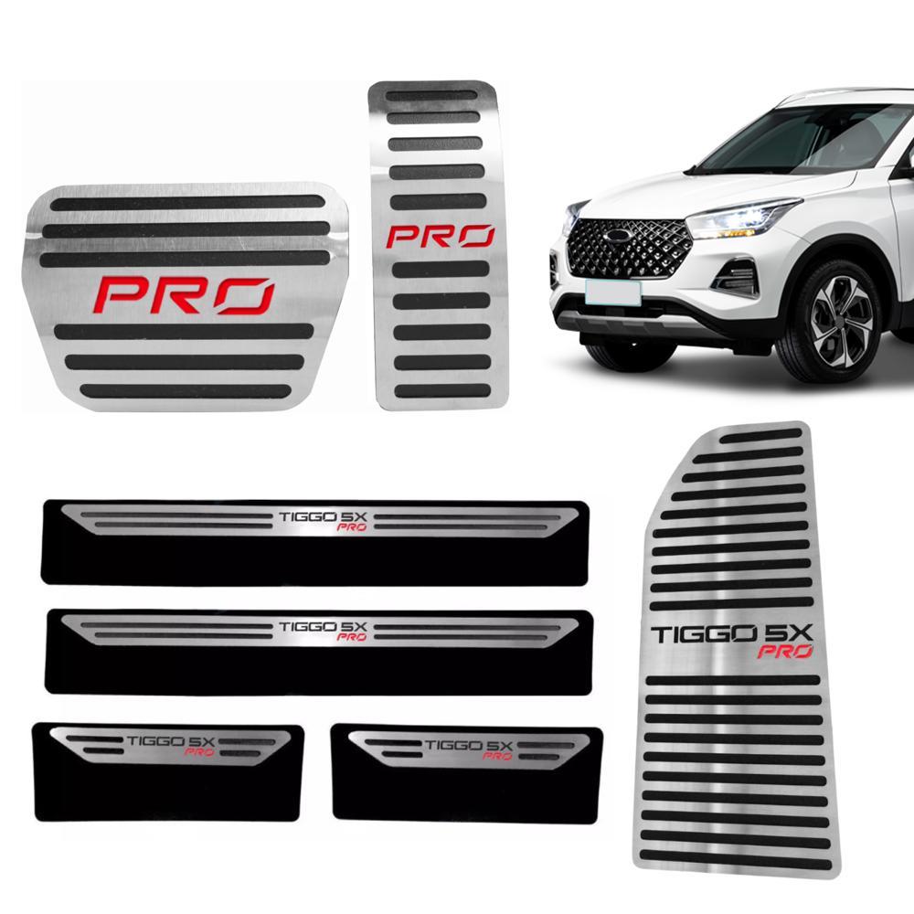 Kit Pedaleira + Descanso de Pé + Soleira Proteção Porta Inox Chery Tiggo 5x Pro Automático em Oferta na Shopee