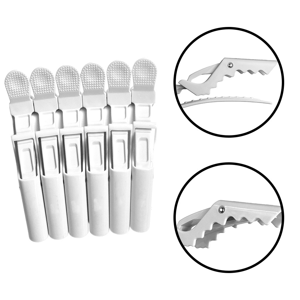 6 Presilhas Prendedor De Cabelo Crocodilo Clips Profissional Branco