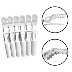 6 Presilhas Prendedor De Cabelo Crocodilo Clips Profissional Branco