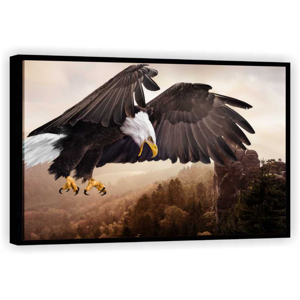 Quadro Luxo Águia Aves Animais Decorações Tela Canvas Filete GG001
