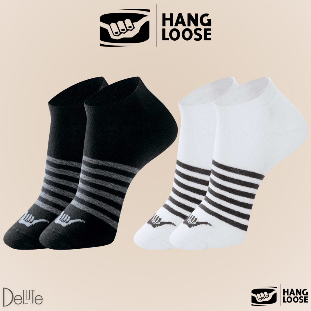 Kit com 2 Pares de Meias Hang Loose Modelo Sapatilha Listrada Básica Esportiva Calcanhar Verdadeiro em Oferta na Shopee